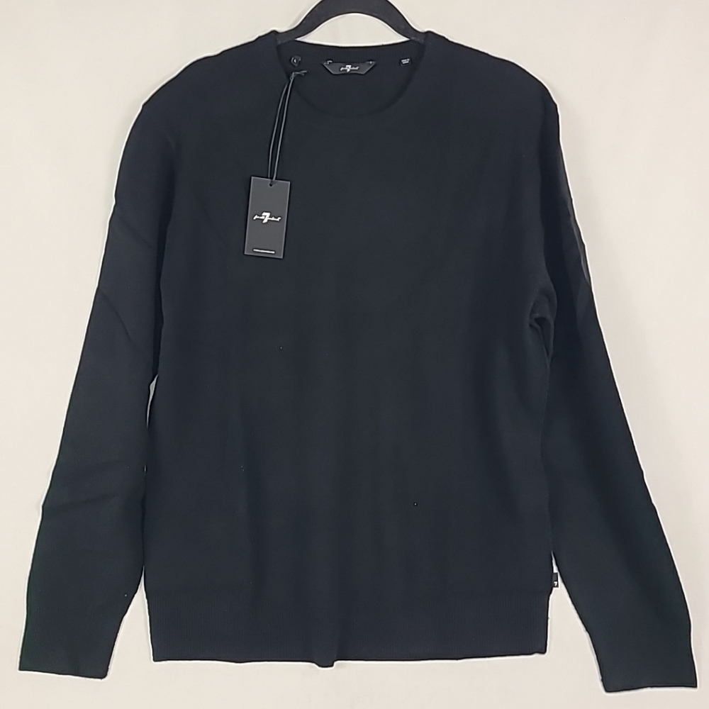 NWT 7 FOR ALL MANKIND Men's Knit Wool Cashmere Blend Black Sweater Size L $239